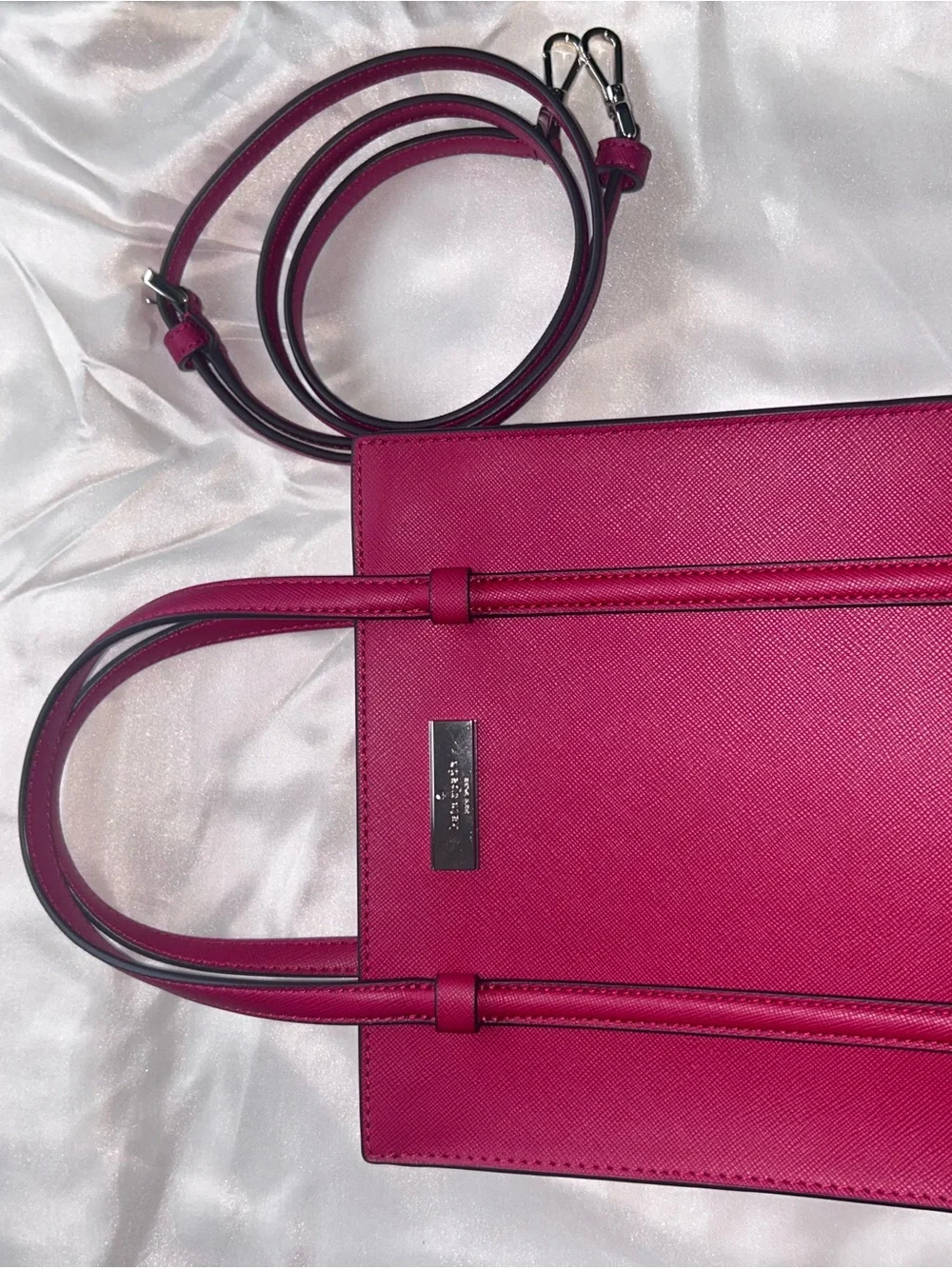 Kate Spade Inspired Red Leather Tote Bag - Convertible Strap